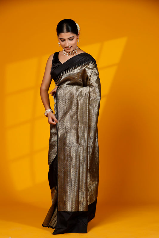 Black Pure kataan Banarasi Handloom saree