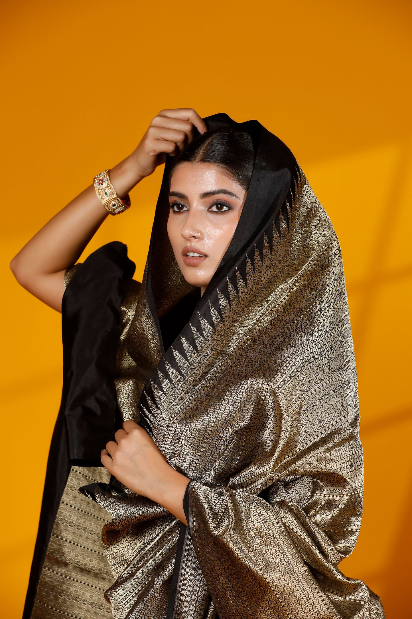 Black Pure kataan Banarasi Handloom saree