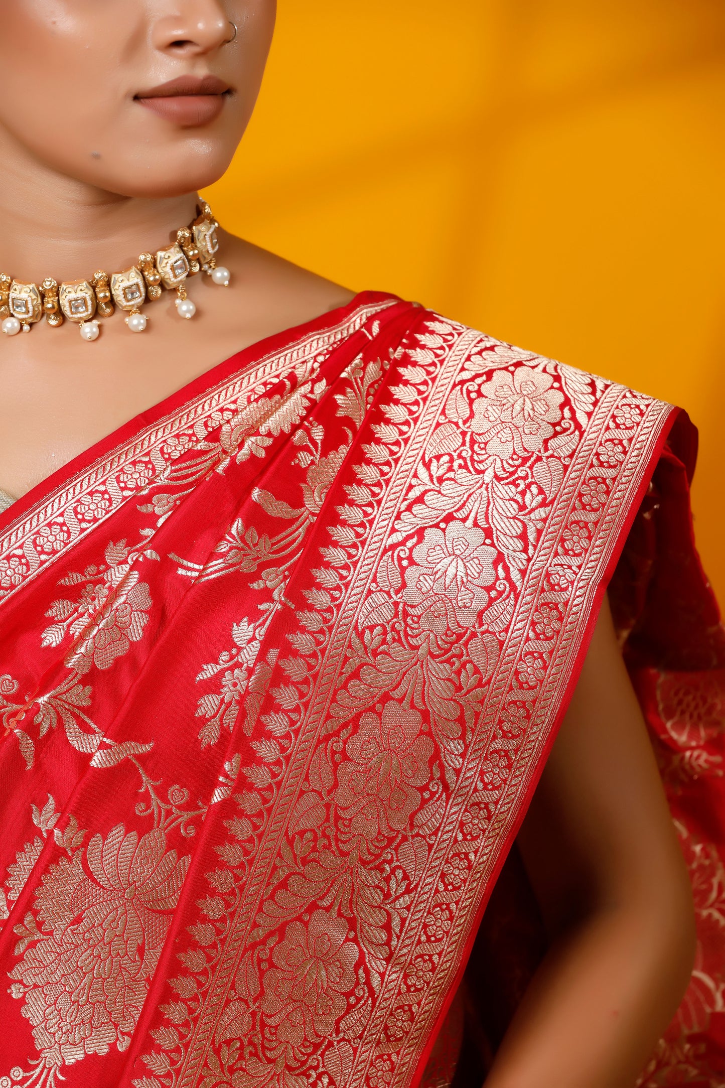 Red pure silk kataan Banarasi Handloom saree
