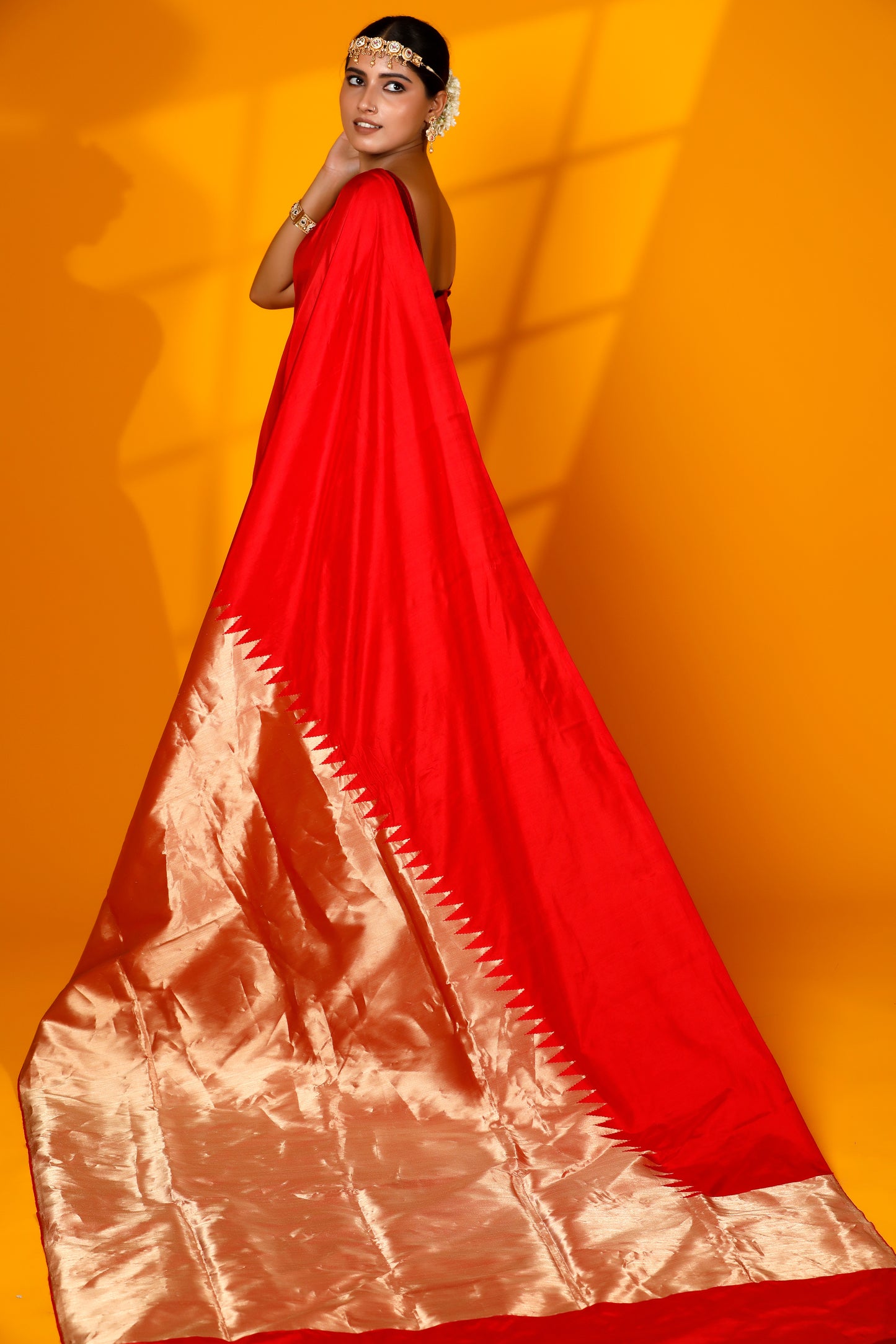 Red pure kataan Banarasi Handloom Designer saree