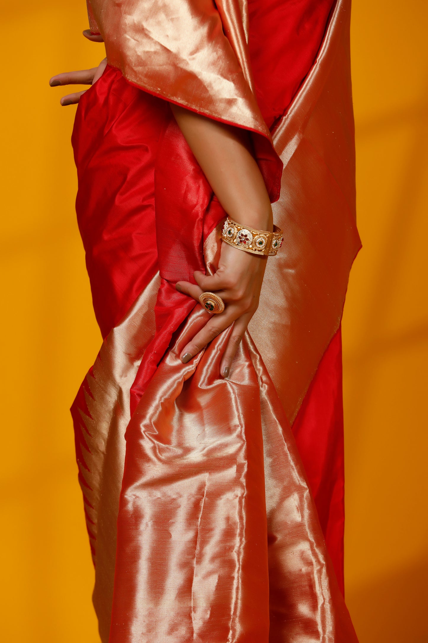 Red pure kataan Banarasi Handloom Designer saree