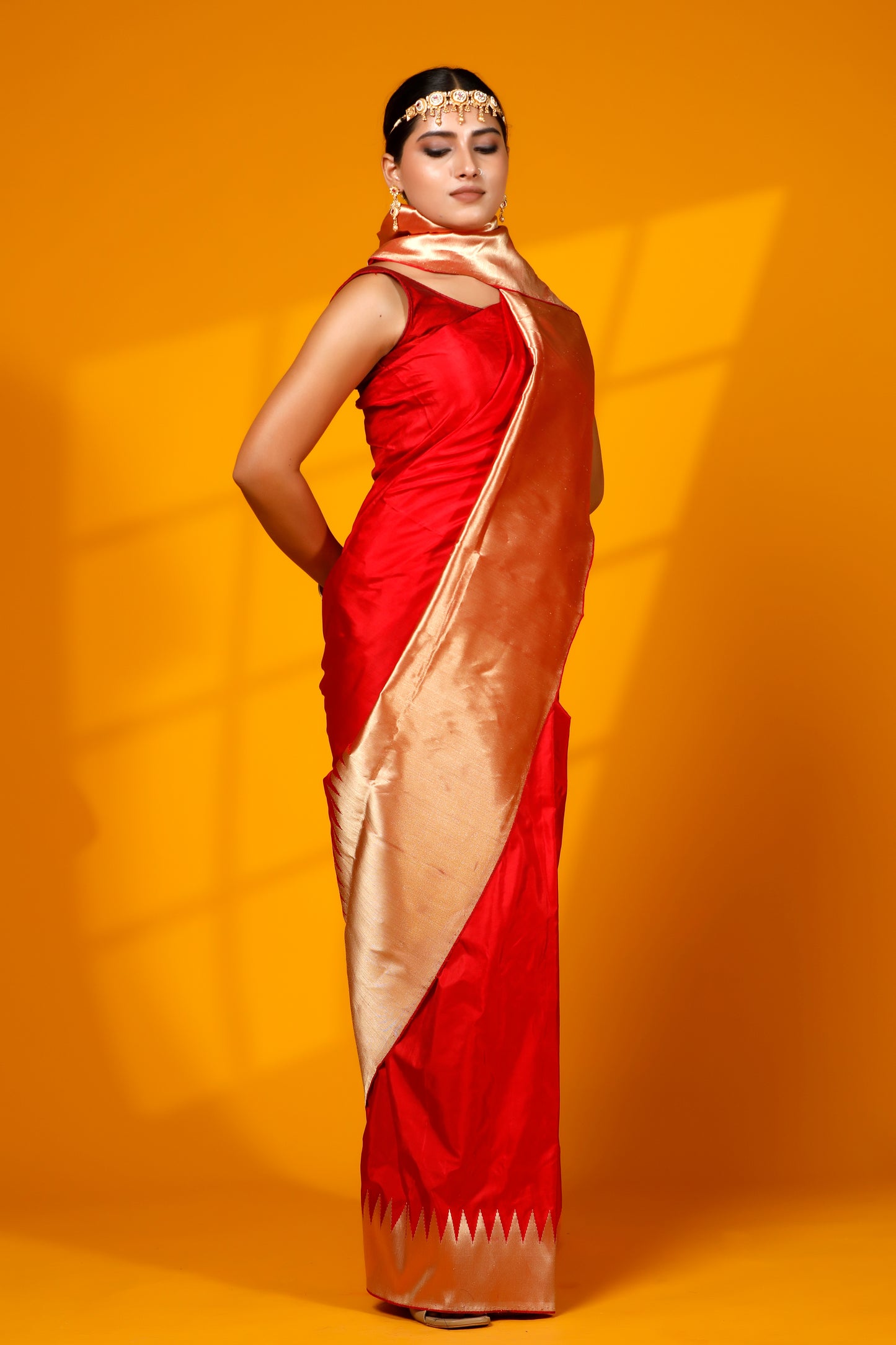 Red pure kataan Banarasi Handloom Designer saree