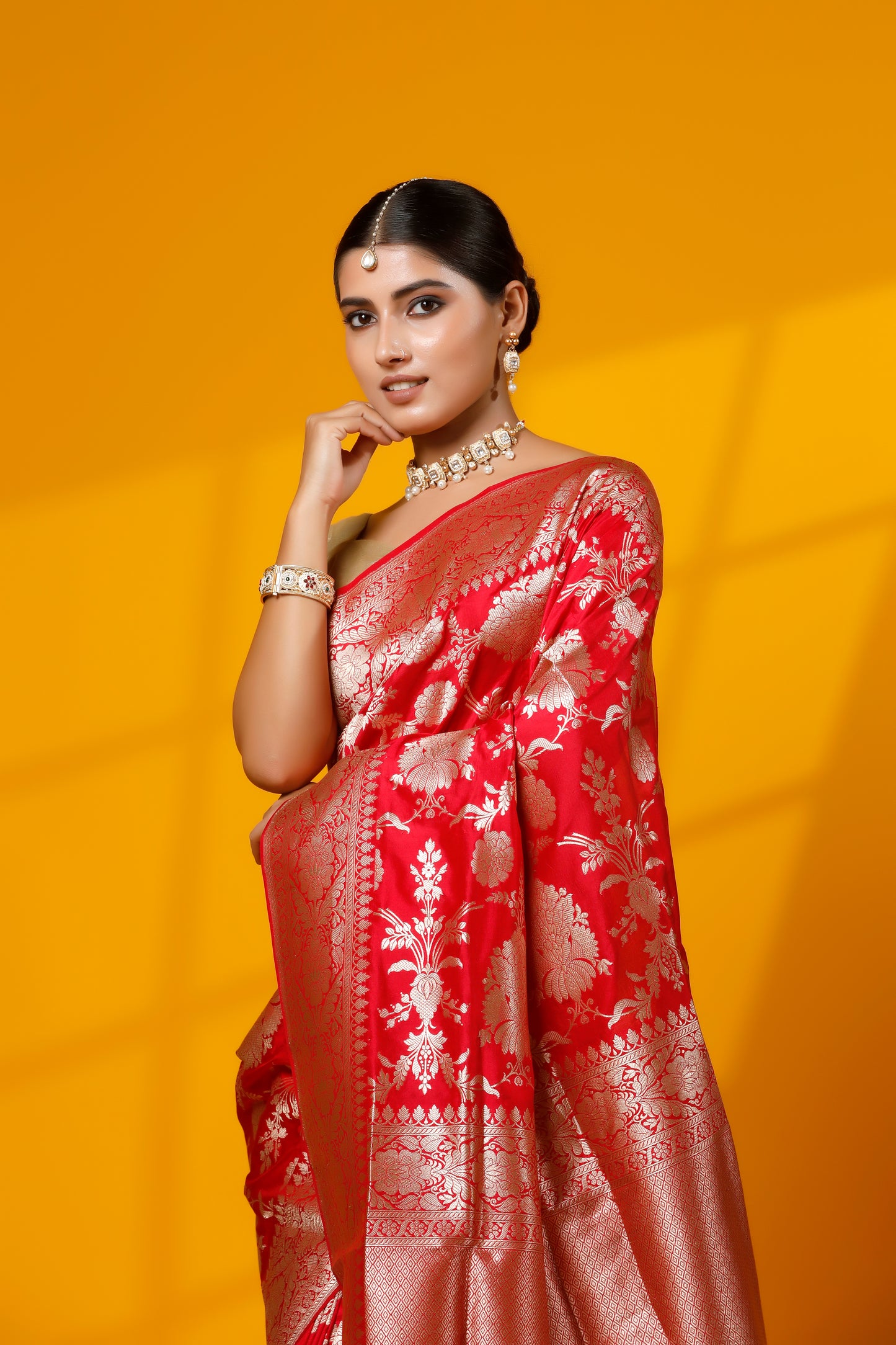 Red pure silk kataan Banarasi Handloom saree