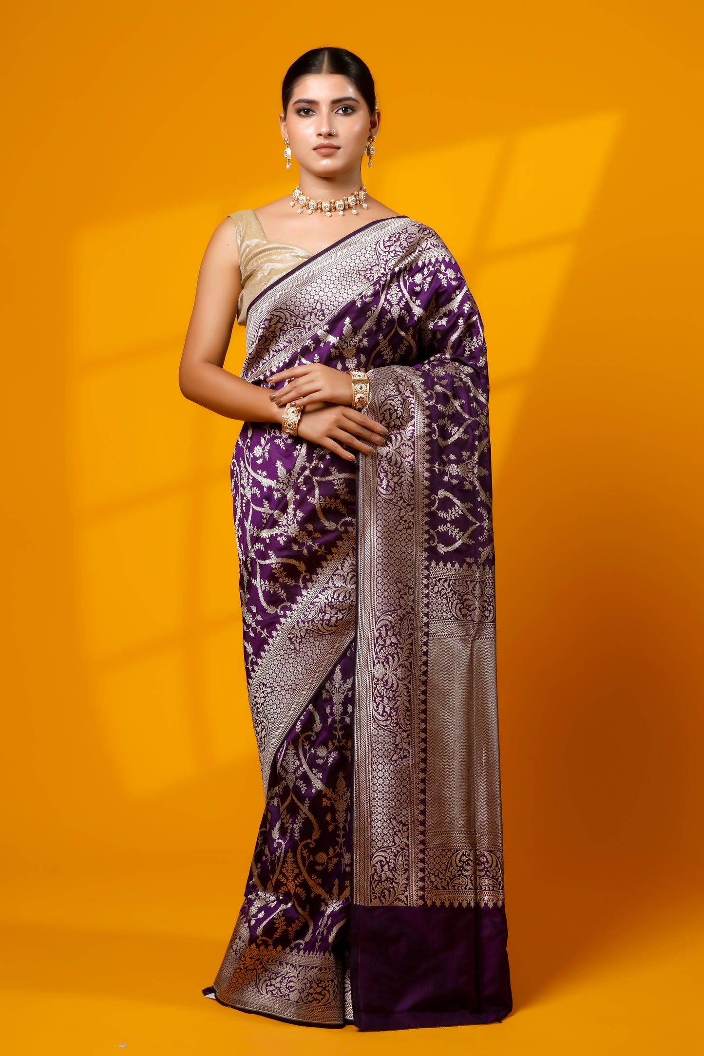 Purple Pure Kataan Banarasi Handloom Saree