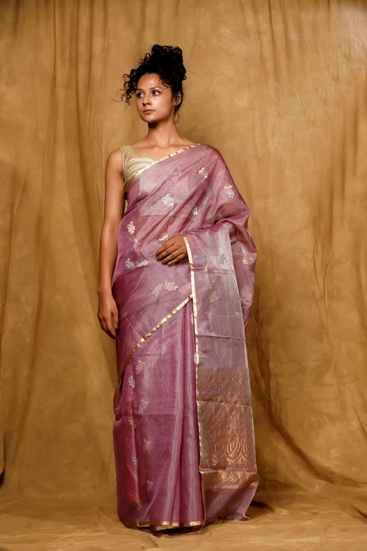 Mauve Tissue Banarasi Handloom saree