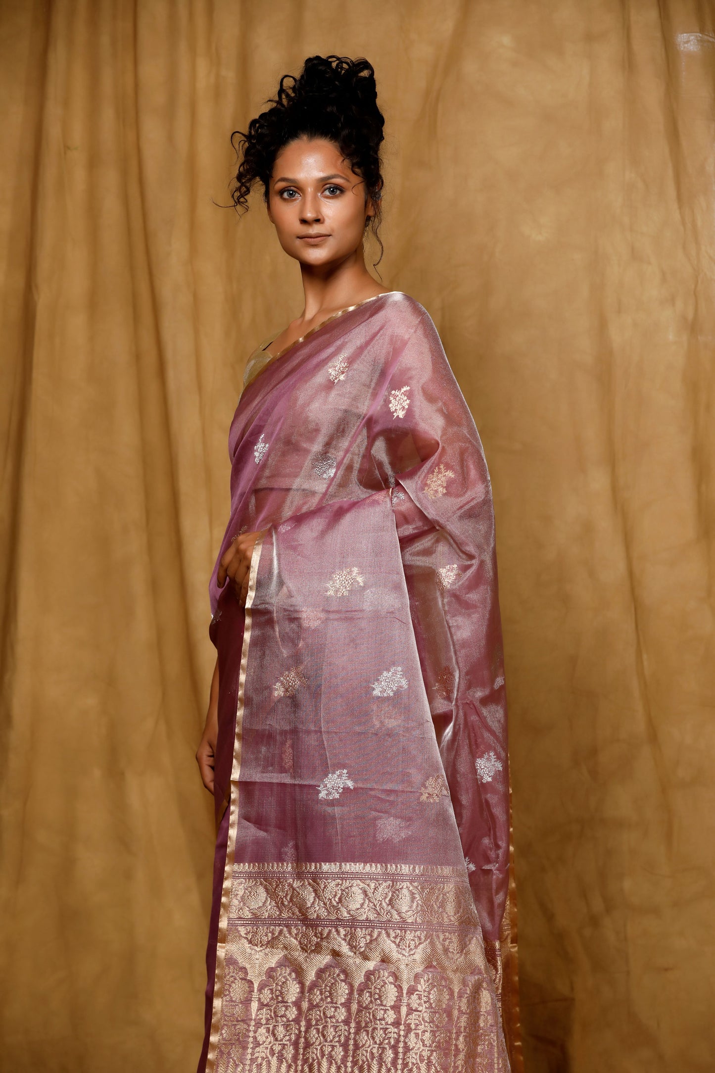 Mauve Tissue Banarasi Handloom saree