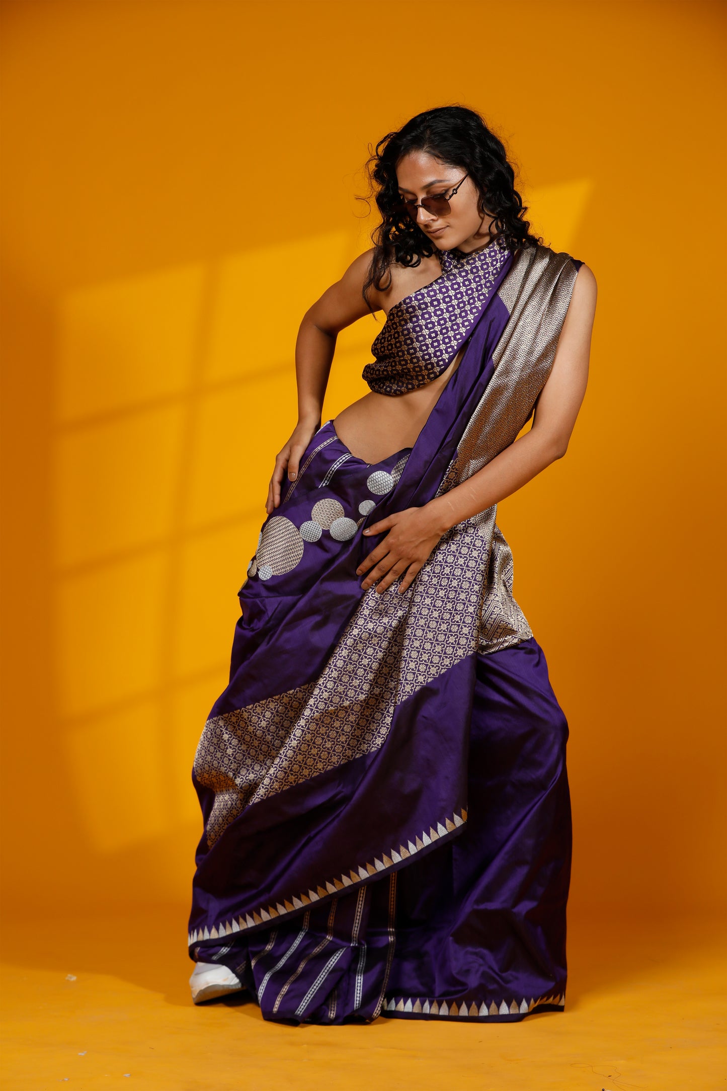purple pure Banarasi Handloom kataan saree