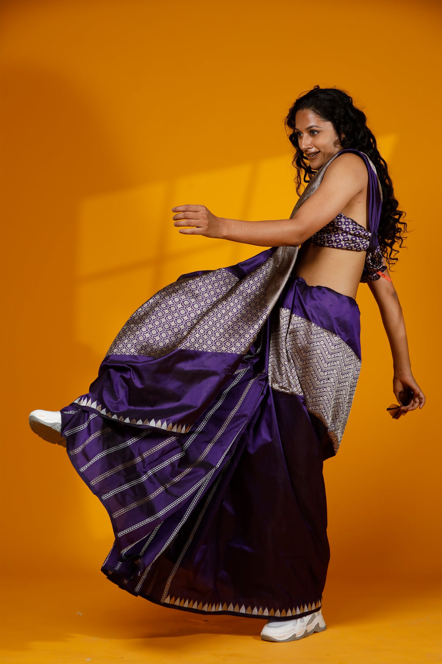 purple pure Banarasi Handloom kataan saree