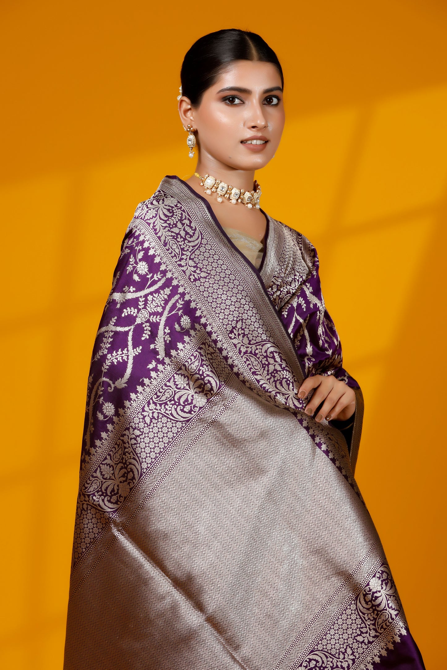 Purple Pure Kataan Banarasi Handloom Saree