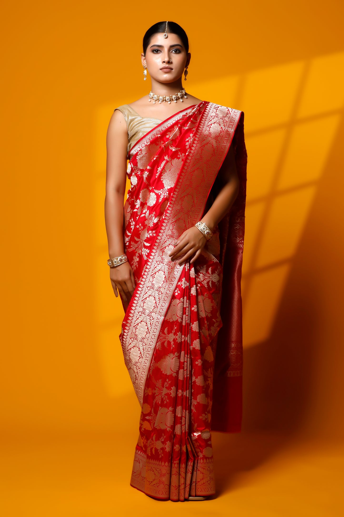 Red pure silk kataan Banarasi Handloom saree