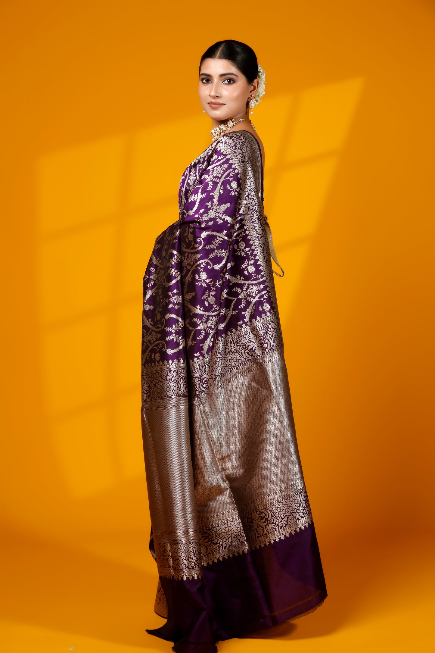 Purple Pure Kataan Banarasi Handloom Saree