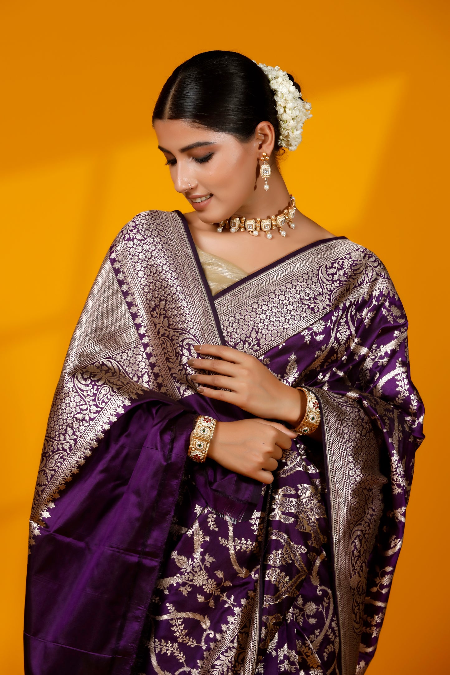 Purple Pure Kataan Banarasi Handloom Saree