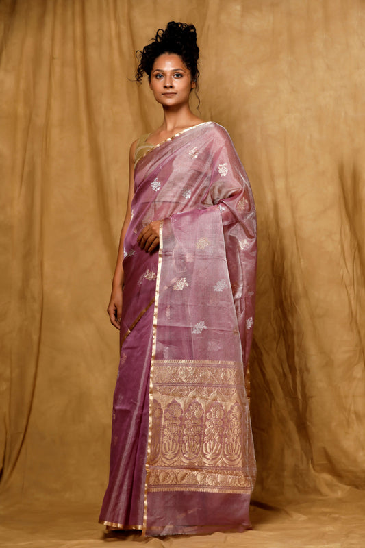 Mauve Tissue Banarasi Handloom saree
